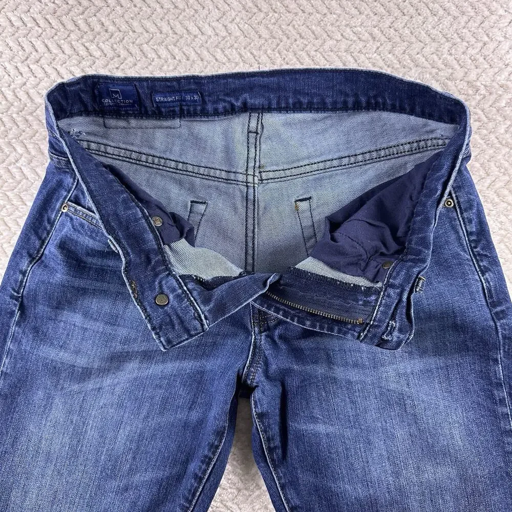 M Collection By Michael Strahan Jeans Mens Blue 30x30 Straight Fit Stretch‎